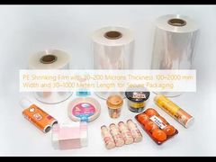فيلم انكماش PE بسماكة 30-200 ميكرون وعرض 100-2000 ملم وطول 30-1000 متر للتغليف الآمن